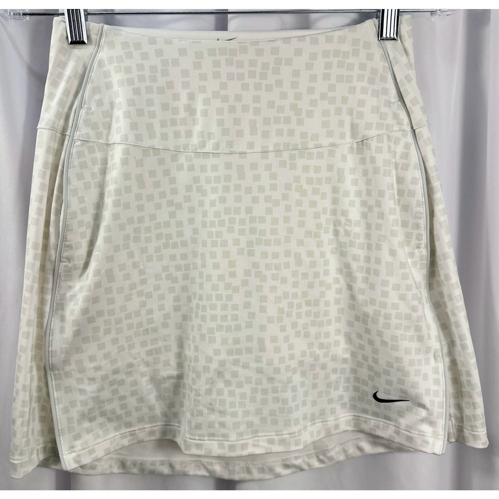Nike Skort Womens XS White Geometric Dri-Fit Golf Tennis Athletic Activewear